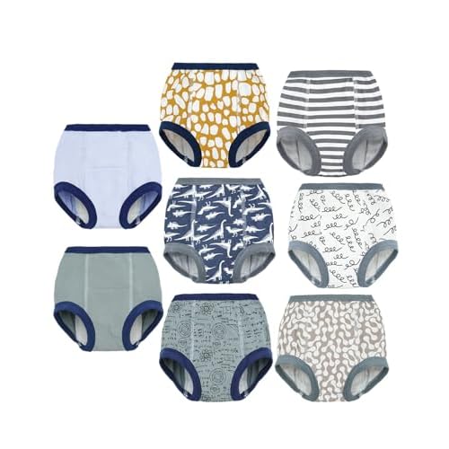 ALVABABY Baby Potty Training Pants 8 Pack Cotton Absorbent Reusable Toilet Training Underwear for Toddler Girls Boys 2T-4T 8XC01A-2TJ