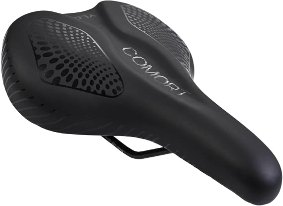 YLG Wide Bike Seat - Comfortable Large Electric Bike Saddle Cushion with Storage, Wide Memory Foam Cushion Durable Leather, Universal Fit - Ideal for Tall Men and Women, Stable and Waterproof
