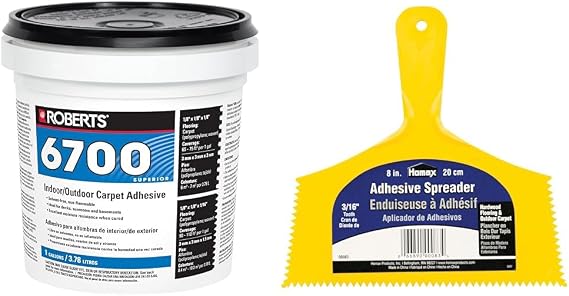 ROBERTS 6700-1 1 Gallon Indoor/Outdoor Carpet/Artificial Turf Adhesive & Homax Group Inc HOMAX Products 83 Outdoor Carpet Adhesive Spreader Notch, 8-Inch Wide