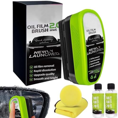 2025 New 2.0 Green Oil Film Wipe | Powerful Oil Film Removal & Crystal Coating, Automotive Oil Film Cleaning Brush, Glass Cleaning Board, Improves Clarity and Visibility 1pc