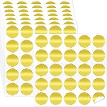 200 PCS Gold Metallic Stickers, Golden Blank Stickers with Serrated Edge, Round Gold Foil Self-Adhesive Wafer Sticker Seal Labels for Envelop, Certificate (Each 2 inches)
