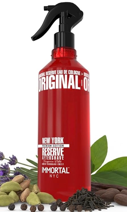 Immortal NYC Reserve New York, Aftershave Spray Body/Face Men's Cologne, 13.5 oz / 400 ml, Barbers, Softens Skin, Refreshes, Revitalizes and Relieves Face and Skin, Moisturizing Formula After Shaving