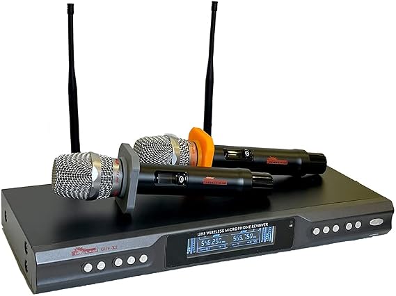 UHF-X2 Professional Performance with Anti Feedback,Ultra Low Distortion, and No-Touch Frequency Scanning with Digital Pilot Technology Dual Wireless Microphone System NEW