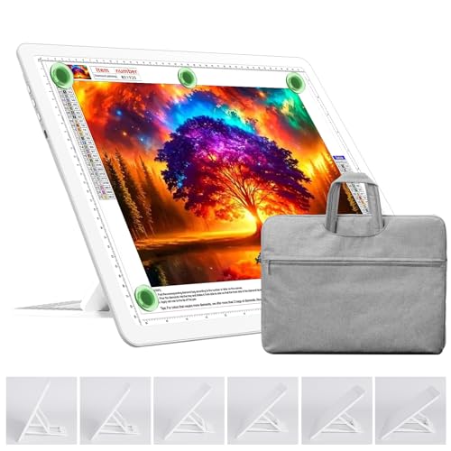 TOHETO Rechargeable A3 Light Board with Stand, Bag, Super Bright Magnetic Light Pad with Side Buttons, Wireless Light Box for Tracing and Drawing, Cordless Light Table for Diamond Painting, Sketching
