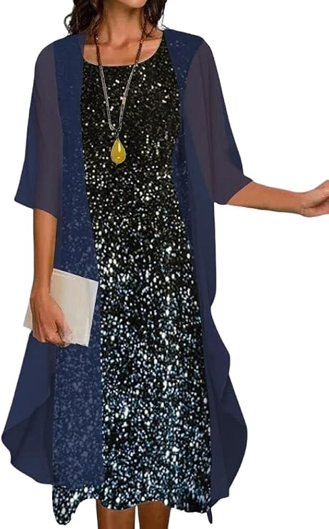 Women Floral Print Dress with Jacket Two Piece Set Crewneck Sleeveless Wedding Guest Summer Flowy Midi Dress