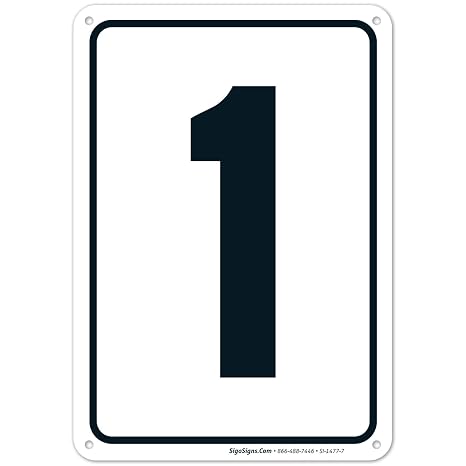 Parking Lot Number 1 Sign with Number 1 (One) Sign,