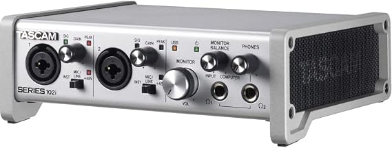 Tascam SERIES 102i 10 IN/2 OUT USB Audio Interface with MIDI, DAW Recording Software for Songwriting, Podcasting, Recording,Silver