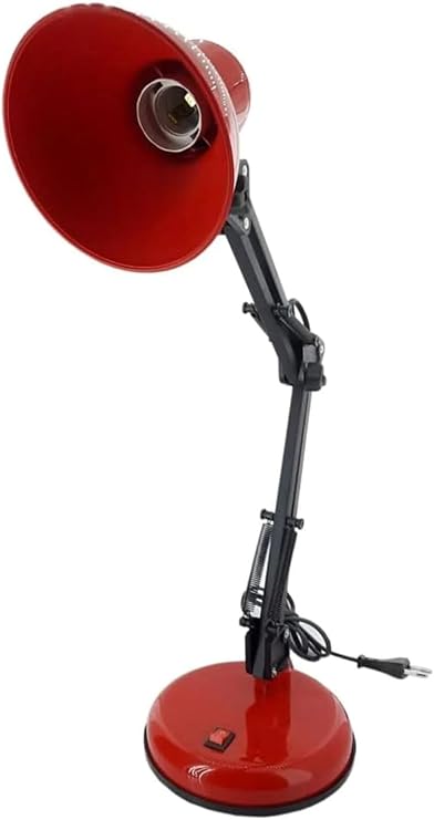 Orret Home Akrobat Tertial Masa Lambası – 360° Hareketli Oynar Başlıklı Metal Gövde, Masa Üstü Çalışma ve Kitap Okuma Lambası, Sağlam Malzeme ile Uzun Ömürlü Aydınlatma-Ev Tipi Ampül (Kırmızı) [Enerji Sınıfı A]