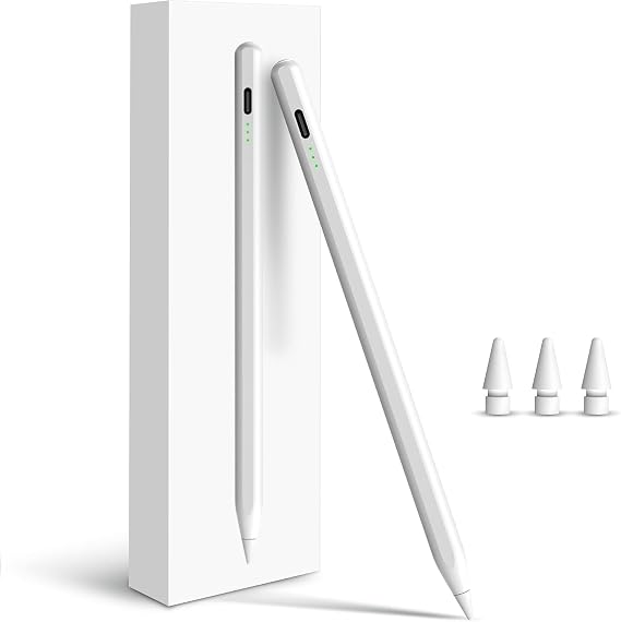 Apple iPad ile uyumlu için Kalem 2025-2018 iPad A16/11-10 Nesil için Hızlı Şarjlı Stylus Kalem Air 11"/13" M3/M2/5-3.Nesil Pro 13"/11"/M4/12.9" Mini A17 Pro Avuç İçi Reddetme Eğim Hassasiyeti