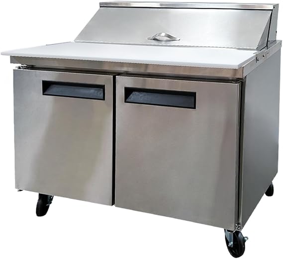 Commercial Sandwich Prep Table Refrigerator, ETL Salad Pizza Fridge Cooler, 48" W 11.47 cu.ft.. Fan Cooling, Salad Bar with Cut Board for Buffet Restaurant, Bar, Shop ASR-12376
