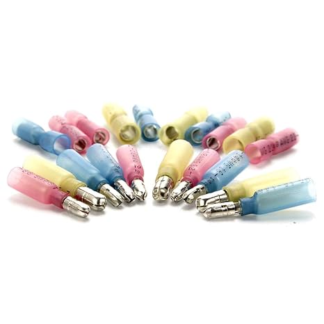300PCS Heat Shrink Bullet Connectors, Heat Shrink Female & Male Bullet Butt Connector Insulated Waterproof Marine Automotive Electrical Wire Splice Terminals Kits