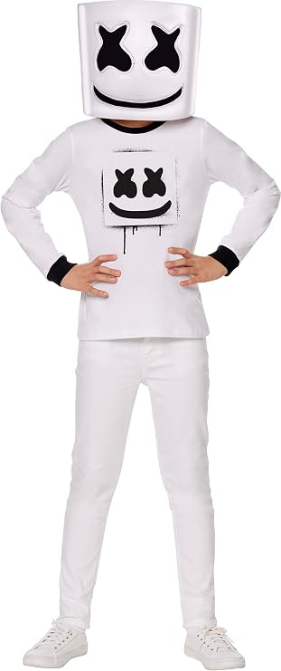 InSpirit Designs Kids Long Sleeve Marshmello Costume | Officially licensed | DJ Outfit | Kids Marshmello Outfit