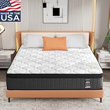 Queen Mattress 14" Hybrid Mattress - Medium-Firm Support - Made in USA - Individually Pocketed Coils & CertiPUR-US Foam - Fiberglass-Free - Bed in a Box