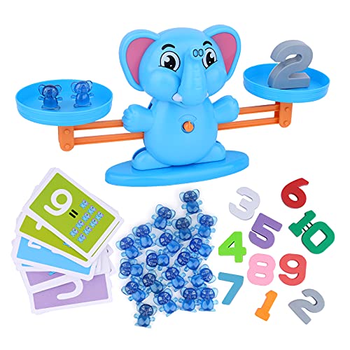 Elephant Balance Game Toy, STEM Educational Math Number Balance Game, Learning Counting Number Toy with Little Elephants, Numbers, Suitable for Toddlers Boys Girls 3 Years and upBlue