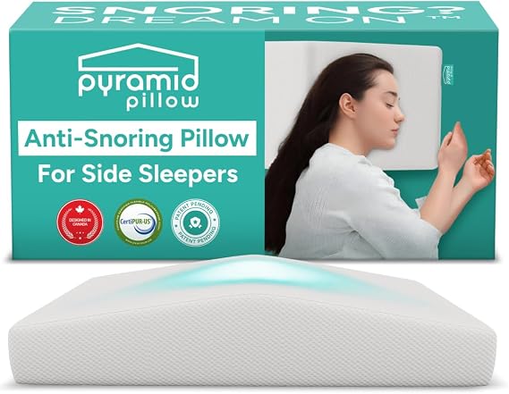 The Original Anti Snoring Pillow for Side Sleepers - Snoring Solution and Remedy - Inclined Memory Foam Pillow for Airway Support, Anti Snore Pillow with Removable Washable Cover