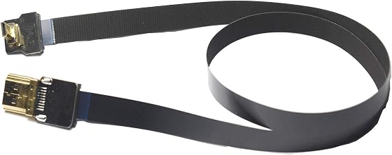 Permanent Slim Flat FPV HDMI Cable Micro HDMI Male 90 Degree to Standard HDMI Full HDMI Normal HDMI Male Compatible with GH4 BMPCC A5000 A6000 A7S A7R (Not for Sony a6300) Black 50CM