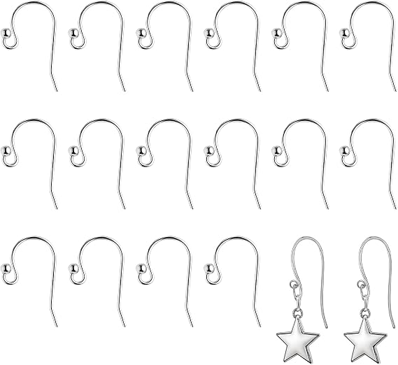 8 Pairs Solid Silver 925 Earring Hooks, Silver Earring Hooks 925, French Ball Dangle Earwire Hook, Nicklel Free Ear Wires for Jewelry Making