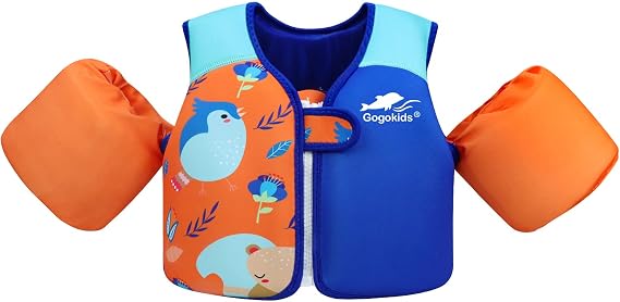 Gogokids Toddler Swim Vest Pool Floats for Kids 30-40-50-60-70 lbs, Kids Swimming Jacket[Stable Buoyancy & Comfort Wear] Puddle Float Jumper Swim Arm Floaties Bands Water Wings for Boys Girls Swimmies