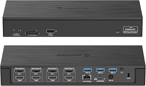 WAVLINK DisplayLink Laptop Docking Station Quad Monitor 4K@60Hz for MacBook