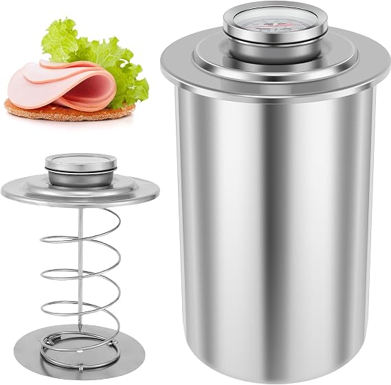 Ham Maker Meat Press Cooker Stainless Steel Large Capacity Ham Press Maker Round Shape Deli Meat Press Mold for Healthy Homemade Deli Meat with Thermometer for Meat Pork Poultry, 171010cm