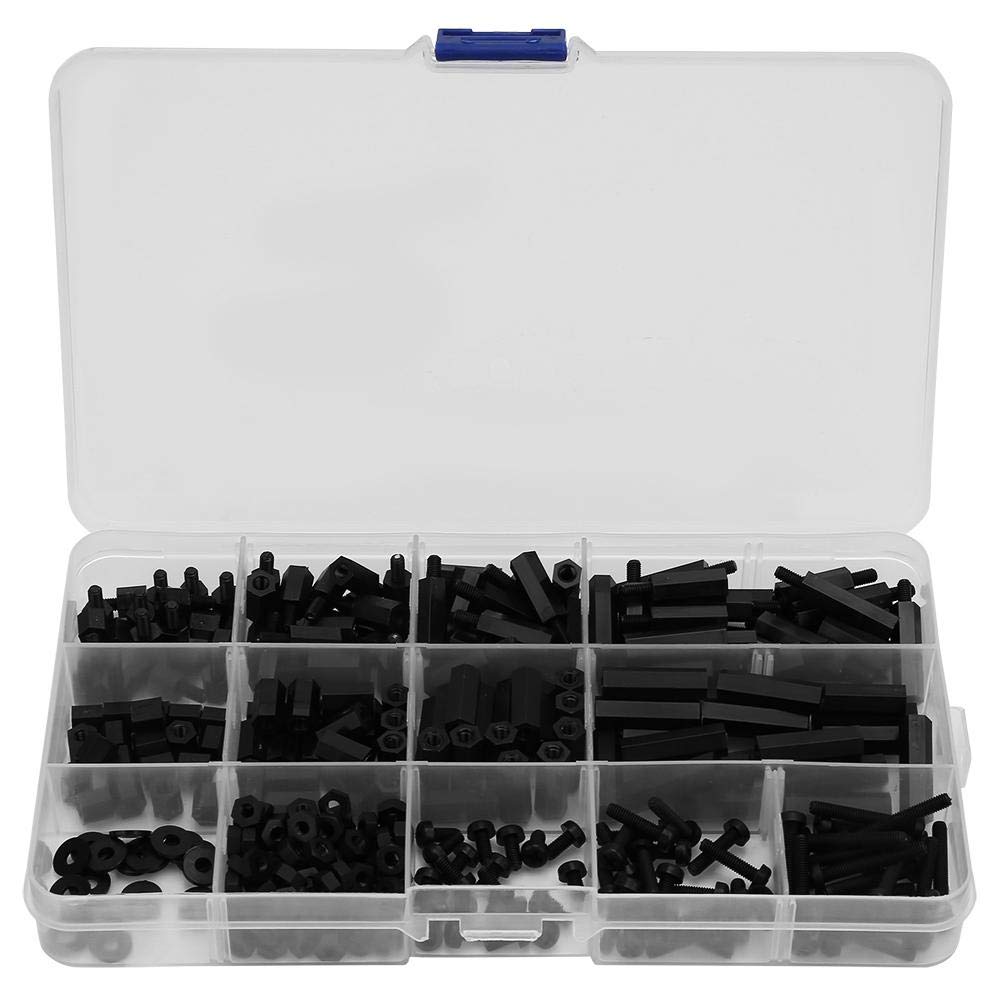 320Pcs M3 Black Nylon Hex Standoff Male-Female Spacer Screw Nut Assorted Kit Set for PCB Quadcopter Drone Computer Circuit Board Assortment Kit