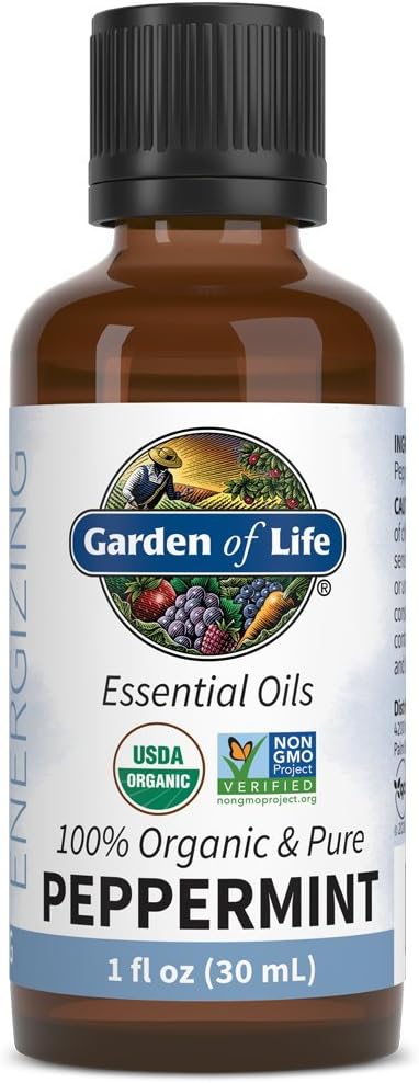 Garden of Life Peppermint Essential Oil 100% Pure Essential Oil for Diffuser, Aromatherapy, Meditation, Energizing and Refreshing, USDA Organic, Non-GMO, 1 fl oz