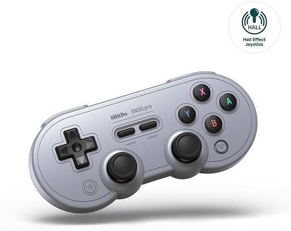 8BitDo SN30 Pro Bluetoothコントローラー、ホールエフェクトジョイスティックアップデート、Switch/Switch 2、PC、MacOS、Android、Steam Deck＆Raspberry Piと互換性 Gray