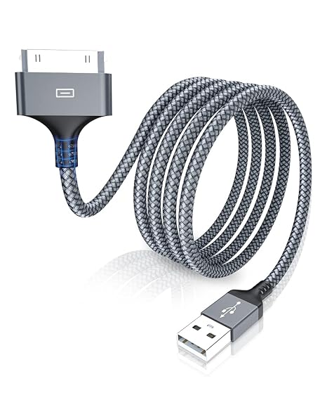 iPhone 4 Charger Cable 3.0M, 30 Pin Dock Connector Compatible with Apple iPod Nano, Touch, Classic, Video & iPhone 3G 3Gs 4 4s & iPod 1 2 3 & others and Sync Cables Lead (Grey, 3.0M - 1P)