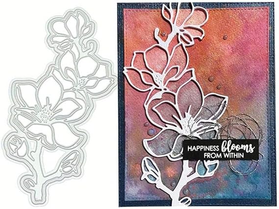 Lapoo 3D Backgrounds Frame Metal Cutting Die for Scrapbooking, New Cutting Dies DIY Album Card Making Decor Paper Craft Metal Die Cuts Party Wedding Decorations (Plum Blossom Stripes 6.5 x 3.2 in)
