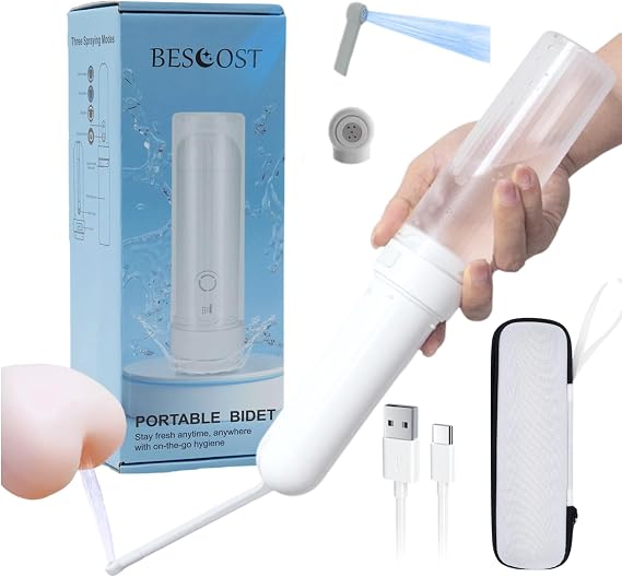 Portable Bidet for Travel Rechargeable High Pressure Electric Sprayer | IPX7 Waterproof 3 Wash Modes | USB-C | Suitable for Personal Hygiene, Postpartum Care&General Use