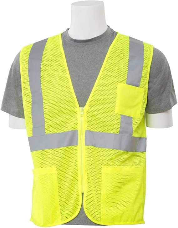 ERB DeltaPlus Safety Vest S363P, ANSI/ISEA, 4XL, Hi-Viz Lime (WEL61652HL4X)