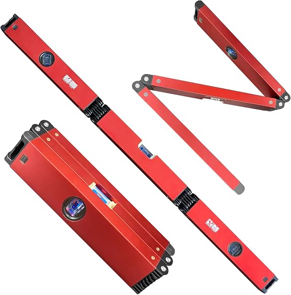 Multi-Function Foldable Level Measuring Tool,BOWEITI 35 Inch Folding Level Woodworking Tools for Various Corners Stairs,Accurate Multi-Angle Measurement Magnetic Aluminum Alloy Portable Level
