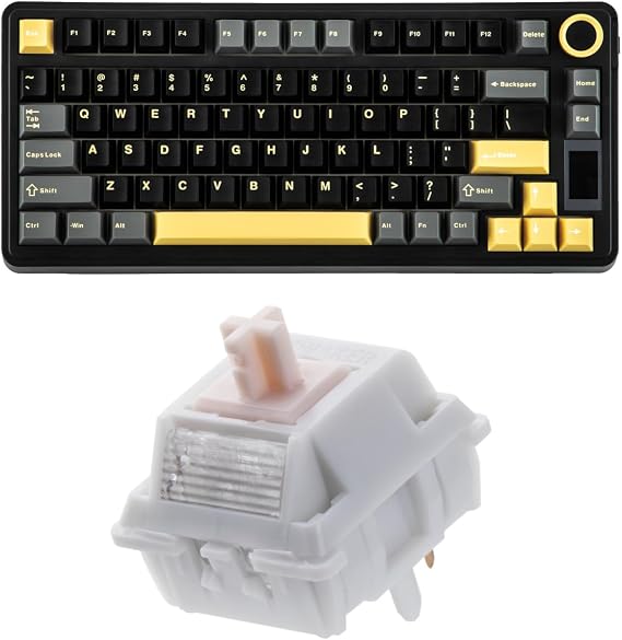 EPOMAKER X Aula EA75 MAX Wireless Gaming Keyboard with Screen & Knob+Cream Marble 47gf Gaming Keyboard Switches