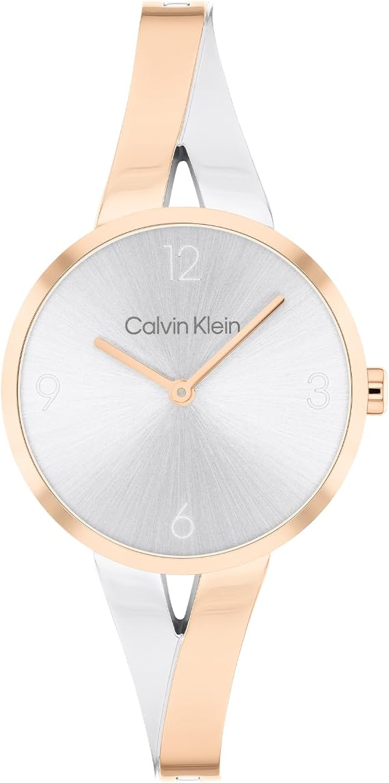 Calvin Klein Two Hand Quartz Movement Watch for Women Joyful Collection with Stainless Steel Bangle Bracelet - Available in Silver, Gold or Two-Tone