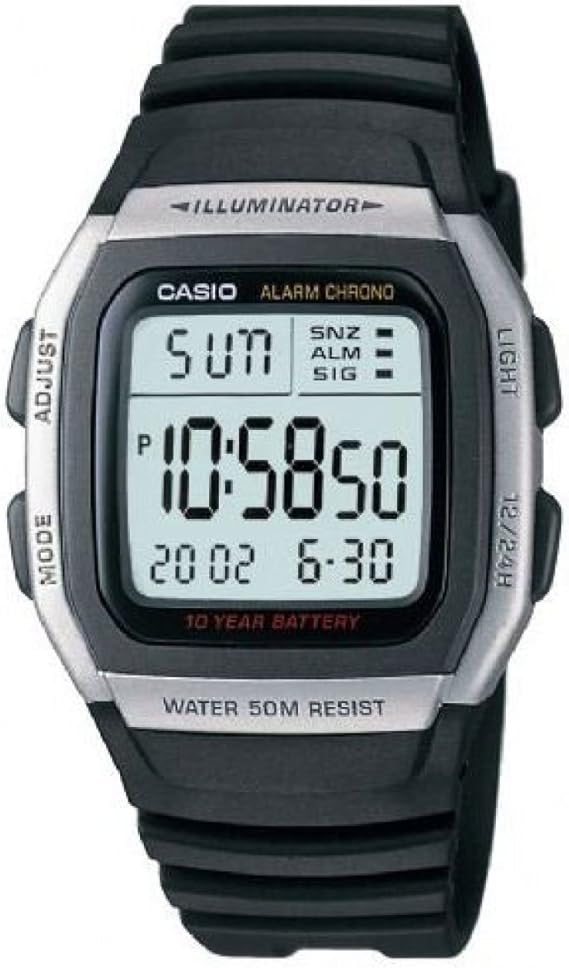 Casio Mens Quartz Watch, Digital Display and Plastic Strap W-96H-1AVES