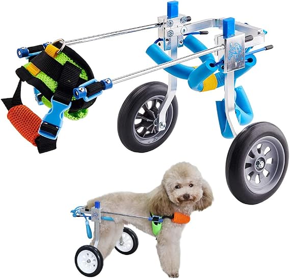 U/D HeoBam Pet Wheelchair for Handicapped Hind Legs Small Dog Cat, Doggie, Two Wheels Adjustable Dog Wheelchair, cart, 7 Sizes for hind Legs Rehabilitation (XS)