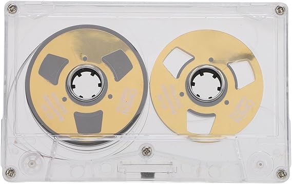 Reel to Reel Blank Cassette Tape 50 Minutes Normal Bias Double Sided Metal Sound Recording Cassette Tape with Transparent Box (Gold)