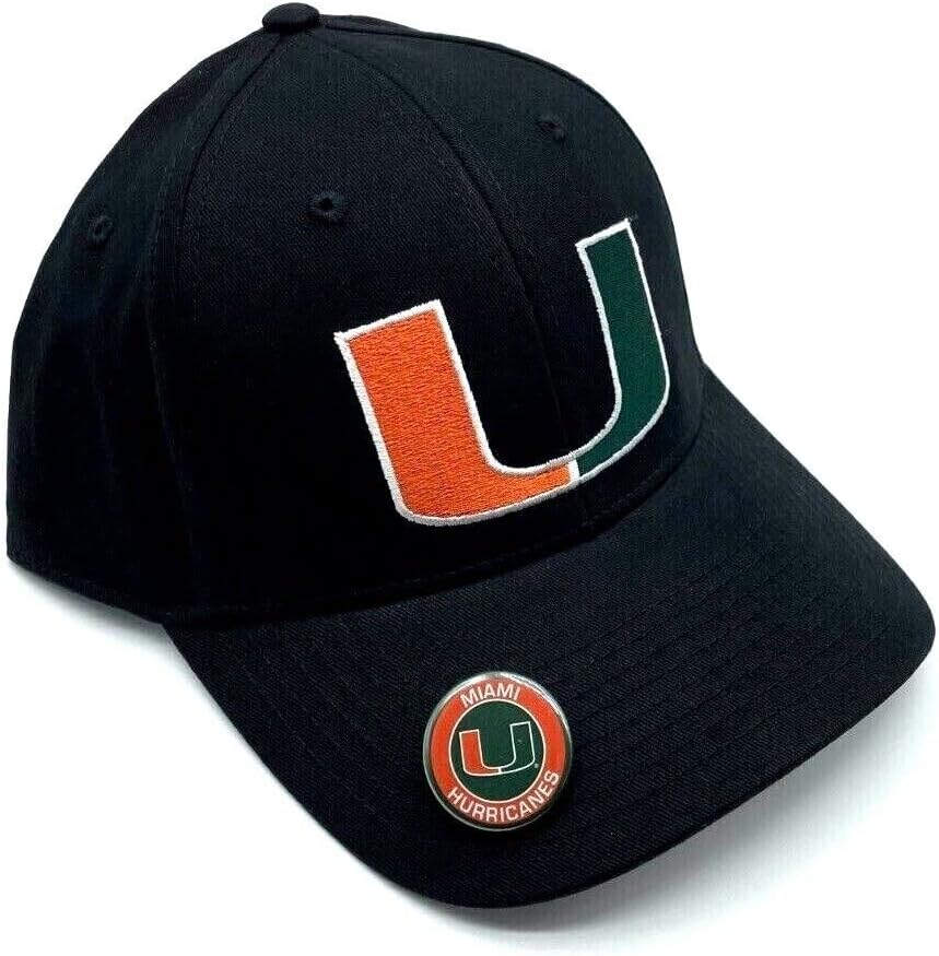 Miami Hurricanes Hat Classic MVP Adjustable Embroidered Cap Black, One Size