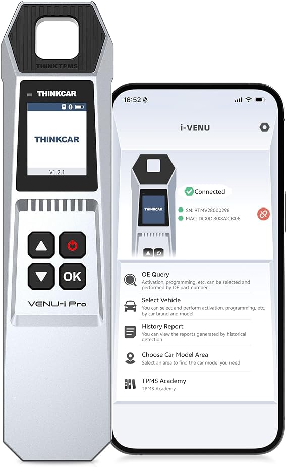 THINKTPMS VENU iPro Handheld Tire Pressure Monitor, Upgrade of G2, Activate/Read/Learn TPMS Sersors, Work with THINKSCAN 689BT, 672, 689 Diagnostic Tools, Programming THINKCAR Sensors Only