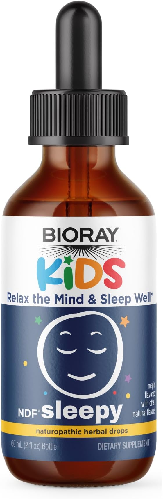 BIORAY Kids NDF Sleepy, Maple - 2 fl oz - Relax the Mind & Rest Through the Night - Non-GMO, Vegan, Gluten Free - 1-2 Month Supply