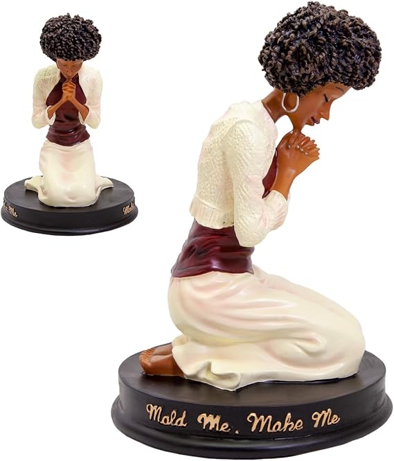 African American Expressions Mold Me Make Me Figurine Black Praying Hands Statue, Inspirational Christian Home Decor Christian Gift for Mom