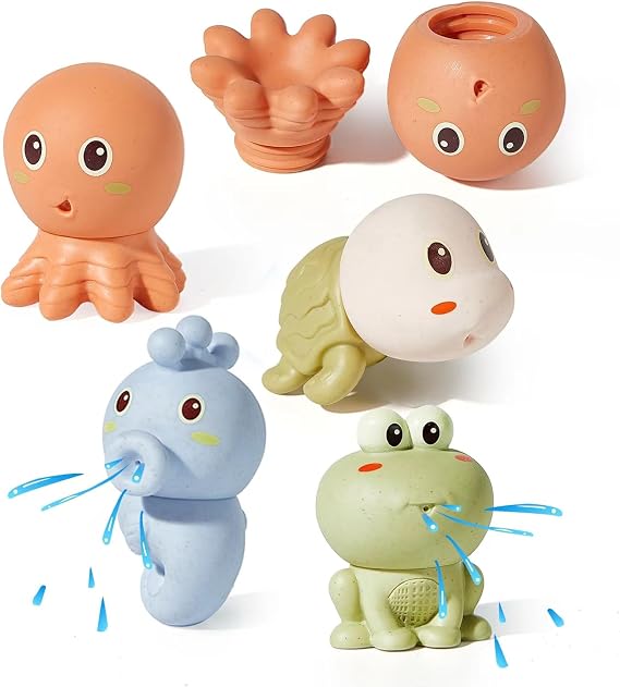 AMCHSURI Squirting Animal Bath Toys for Babies 6-18M & Toddlers 1-3Y | Spray Water Toys for Bathtub, Pool, Shower Play | Fun Bath Gift for Boys Girls