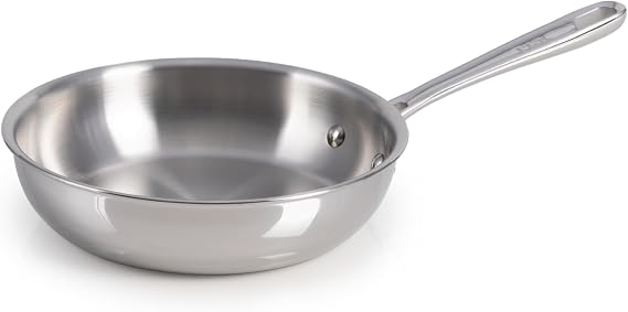 T-Fal Pro Tri-Ply Stainless Steel 8 in Frying Pan, Induction Skillet | NSF-certified tri-ply construction, Oven safe to 500 F, Omelet and egg pan, Built-in measuring marks, Cast riveted handle