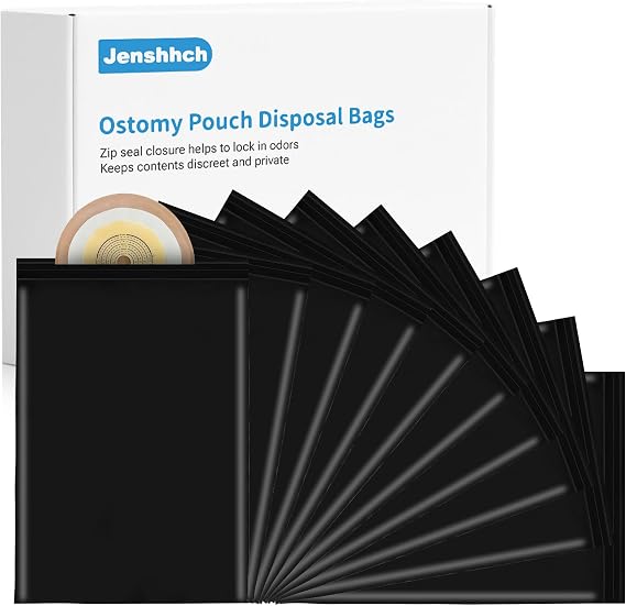 100 Pcs Big Ostomy Pouch Disposal Bags, High Sealing to Lock Out Odors, 11x15.7 Inches Colostomy Waste Sacks with Zip Seal Closure, Disposable Stoma Trash Supplies for Ileostomy Bags