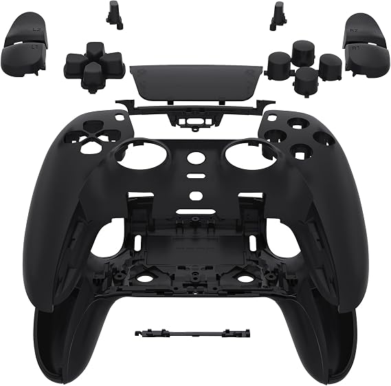 eXtremeRate Full Set Shell with Buttons Touchpad Cover Compatible with ps5 Edge Controller, Black Custom Replacement Decorative Trim Shell Front Back Plates Compatible with ps5 Edge Controller