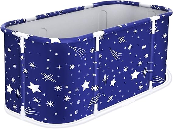 Portable Foldable Bathtub for Adults, 47" Freestanding Soaking Tub with Stable Support Frame & Double Drain Holes, No Inflation Needed Collapsible Bath Tub for Apartments, Home SPA & Muscle Recovery