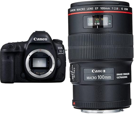 Canon EOS 5D Mark IV Full Frame Digital SLR Camera Body andCanon EF 100mm f/2.8L is USM Macro Lens for Canon Digital SLR Cameras, Lens Only