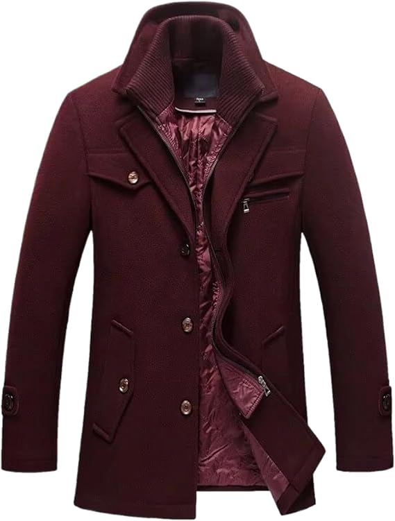 Winter Wool Coat Slim Fit Jackets Mens Casual Warm Outerwear Jacket and Coat Men Pea Coat