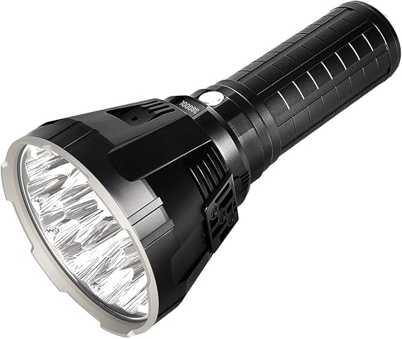 IMALENT R90TS Spotlight Flashlight 36000 Lumens, 18pcs Cree XHP35 HI LEDs, Long Beam Flashlight 1750 Meters, with OLED Display, Built-in Cooling Tools