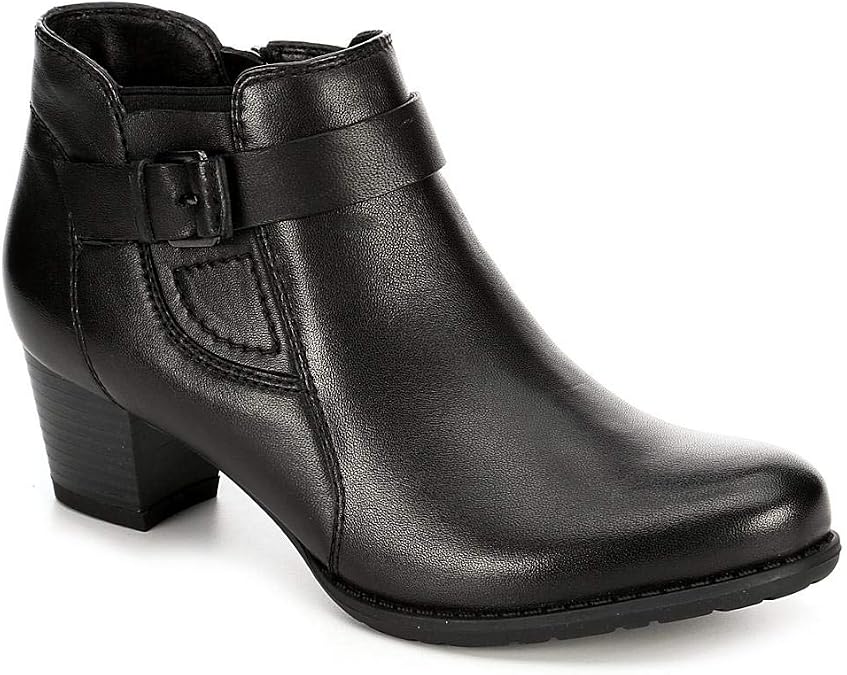 Medicus Womens Maxi Leather Heeled Ankle Boot Shoes, Black, US 6
